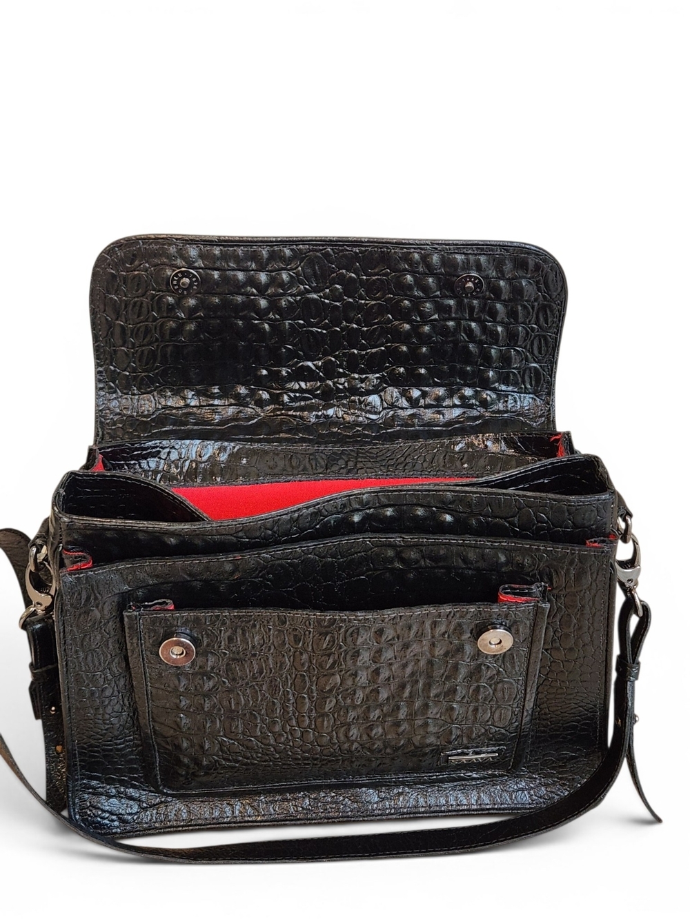 RARE SAAVA Black Crocodile Leather Handmade Custom Order Bag - Picture 9 of 15